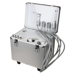 Mobile Dental Delivery Unit with Air Compressor - 4 Hole Portable Rolling Case