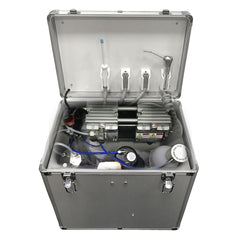 Portable Dental Delivery Unit 4-Hole with Air Compressor - Mobile Rolling Case 550W