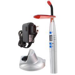 Dental Wireless LED Curing Light 1500mW Silver - Cordless Rechargeable 5W 420-480nm