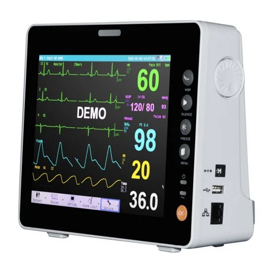 8-Inch Dental Patient Monitor | ECG, NIBP, SpO2, TEMP & RESP — Multi-Parameter Vital Signs Monitor