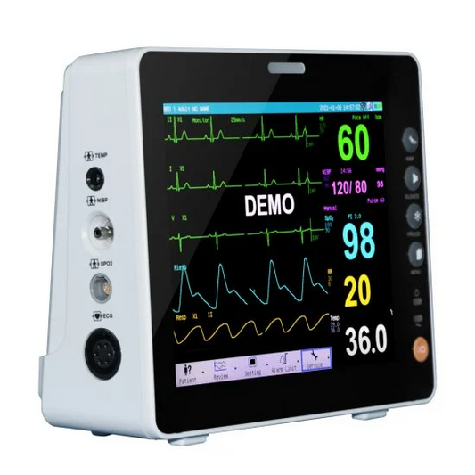 8-Inch Dental Patient Monitor | ECG, NIBP, SpO2, TEMP & RESP — Multi-Parameter Vital Signs Monitor