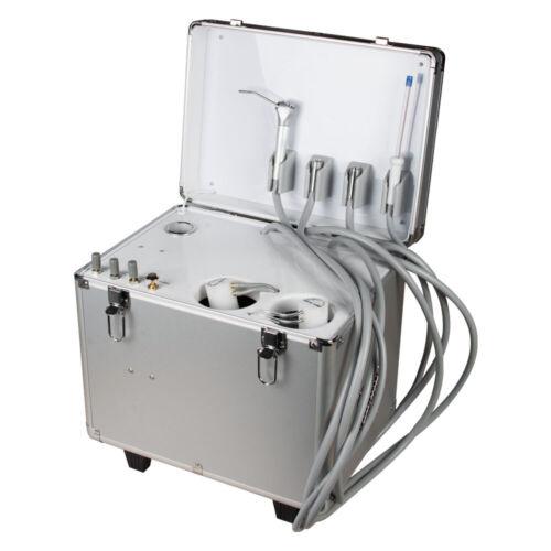 Mobile Dental Delivery Unit with Air Compressor - 4 Hole Portable Rolling Case
