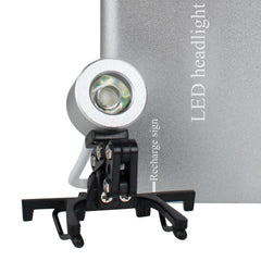 Portable Dental LED Headlight 1W Silver - Rechargeable for Loupes