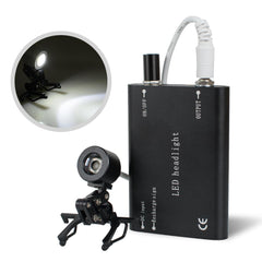 Portable Dental LED Headlight 1W Black Rechargeable - Clip-on for Loupes