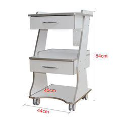 Dental Mobile Cart Medical Rolling Trolley - 3 Layer with Socket and Water Bottle