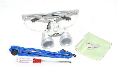 Dental Binocular Loupes 3.5X 320mm Silver - Optical Glass Surgical Magnifier