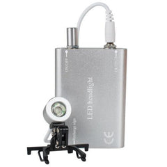 Portable Dental LED Headlight 1W Silver - Rechargeable for Loupes