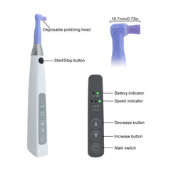 Dental Wireless Electric Polishing Motor | Prophy Handpiece Kit with 2 Universal Prophy Angles