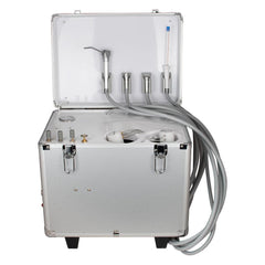 Mobile Dental Delivery Unit with Air Compressor - 4 Hole Portable Rolling Case