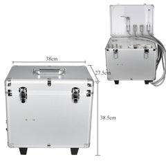 Mobile Dental Delivery Unit with Air Compressor - 4 Hole Portable Rolling Case