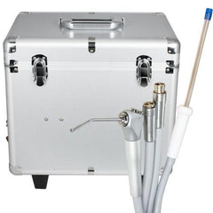 Mobile Dental Delivery Unit with Air Compressor - 4 Hole Portable Rolling Case
